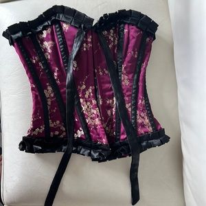 Sexy corset 100% polyester maroon and black